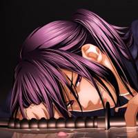 water dark katana long hair weapons purple hair red eyes lying down male ponytails white hair purple_wallpaperswa.com_28.jpg