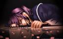 water dark katana long hair weapons purple hair red eyes lying down male ponytails white hair purple_wallpaperswa3.jpg