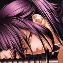 water dark katana long hair weapons purple hair red eyes lying down male ponytails white hair purple_wallpaperswa4.jpg