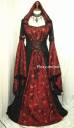 Gothic hooded medieval dress - black velvet & red taffeta 3397.JPG